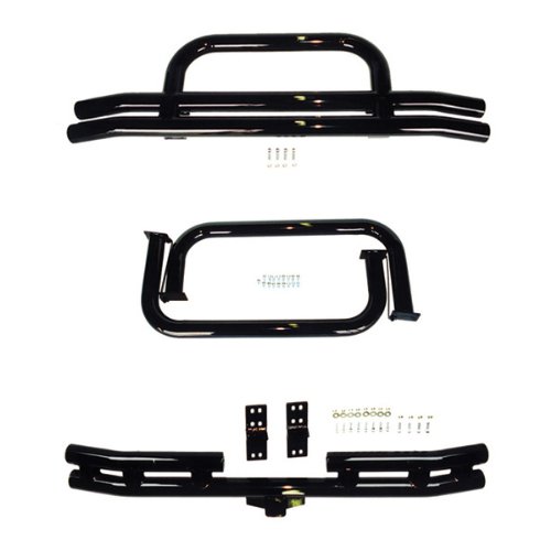 Rugged Ridge 11501.03 Black Powdercoated Tubular Bumper and Nerf Bar Kit Bumpers Rugged Ridge 11501.03