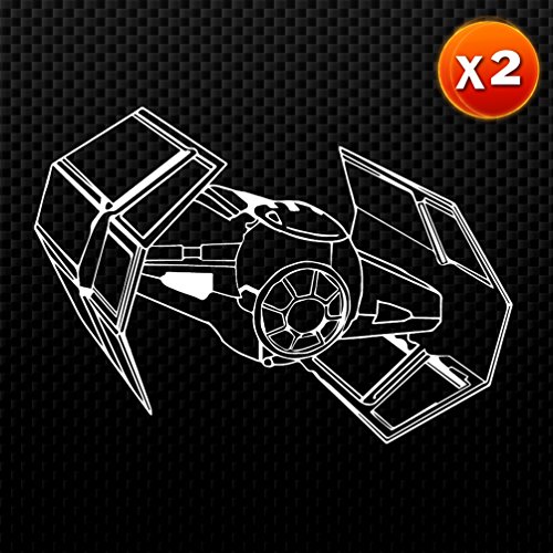 (2x) Vader's Tie Fighter Star Wars Parody Car Auto Vinyl Decal (White 6 CD-0254) Bumper Stickers, Decals & Magnets Centurion Decals