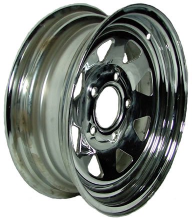 15 x 6 Chrome Spoke Trailer Wheel (5-4.5 Bolt Circle) Trailer SWW Wheel 128695CS