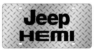Jeep HEMI Diamond Plate License Plate INCLUDES FREE DURABLE CLEAR PLASTIC SHIELD!!! Frames Jeep 2463-3DP
