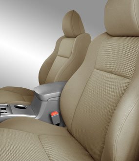 Custom Fit Toyota Prius Seat Covers (2010-2015) Rear Seat Set - Mesh in Tan - 40/60 Split Back Solid bottom w/ Pullout Arm and 3 Adjustable Headrests and Seatbelt in Backrest Accessories Shear Comfort 202000000712