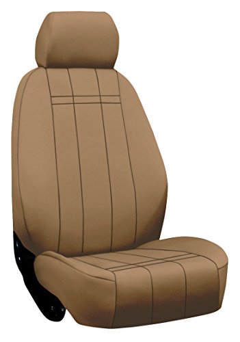 Custom Fit Nissan Frontier Seat Covers (2012-2014) Rear Seat Set - Neo-Supreme in Solid Tan - 40/60 Split Back and Bottom w/ Pullout Arm and Adjustable Headrests (Crew Cab) Accessories Shear Comfort 300500000615