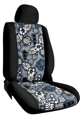 Custom Fit Dodge Ram Pickup Mega Cab Seat Covers (2013-2014) Front Seat Set - in Hawaiian Black w/ Turtles Cinder Island print - Buckets w/ Adjustable Headrests Accessories Shear Comfort 100000000018