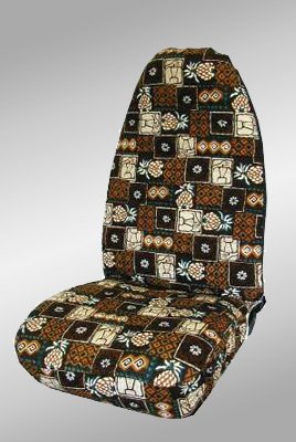 CUSTOM GMC Sierra (New Body Style) Seat Covers - REAR FULL SET: Solid Bench w/ Adjustable Headrests (Ex. Cab) (2007-2009) - Hawaiian Tapa Cloth - Made in the USA Accessories Shear Comfort 102700001161