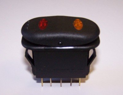 Waterproof Illuminated Double Pole, Double Throw 3 Position On-Off-On Rocker Switch Toggle GAMA Electronics 232E3-B/B