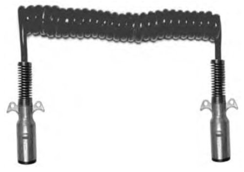 Tramec 47A12 12' Standard 7-Way Coiled Trailer Electrical Cable Metal Plugs 12-14 Gauge Black Fuel System Tramec 47A12