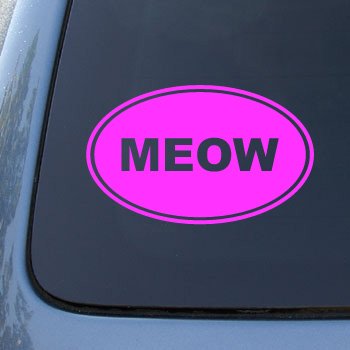 MEOW EURO OVAL - Cat Kitten - Vinyl Car Decal Sticker #1726 | Vinyl Color: Pink Decals NS-FX #1726_PINK