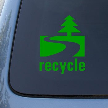 RECYCLE - Conservation - Vinyl Car Decal Sticker #1895 | Vinyl Color: Green Bumper Stickers, Decals & Magnets #1895_GREEN