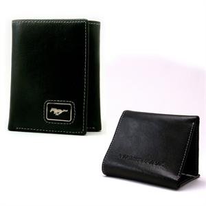 Ford Mustang Black Leather Trifold Wallet Racing Apparel Ford 1530