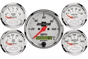 Auto Meter 1302-00408 Arctic White 5 Pc Kit Box W/Elec Speedo, GM Gauge Sets Auto Meter 1302-00408
