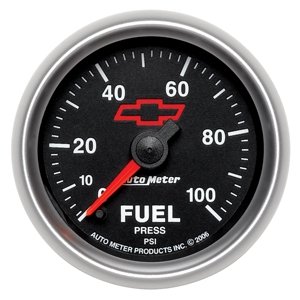 Auto Meter Sport-Comp II Chevy Bowtie Analog Gauges Gauge, Sport-Comp II, Chevy Bowtie Emblem, Fuel Pressure, 0-100 psi, 2 1/ 16 in., Analog, Electrical, Each Boost Gauges Auto Meter 3663-00406