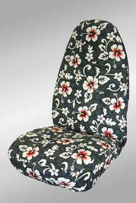 CUSTOM Chrysler PT Cruiser Convertible Seat Covers - FRONT FULL SET: Low Back Buckets w/ Inner Arms and Adjustable Headrests (2005-2006) - Hawaiian New Floral Gray - Made in the USA Accessories Shear Comfort 103300001092