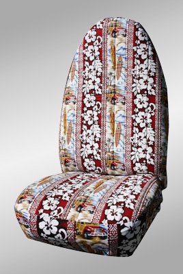CUSTOM GMC Sierra (Classic Body Style) Seat Covers - FRONT FULL SET: 40/20/40 Bench w/ Fixed Middle Back and Adjustable Headrests and Seatbelt in Backrest (1999-2007) - Hawaiian Woody Cars Red - Made in the USA Accessories Shear Comfort 103500001144