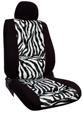 Shear Comfort Custom Saturn Astra Seat Covers - FRONT SEAT SET: Sport Buckets w/ Adjustable Headrests and Driver's Lumber Adjustment (5 Door) (2008-2009) - Neo-Sport Black w/ Zebra - Made in the USA Accessories Shear Comfort 400400001155