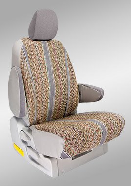 Shear Comfort Custom GMC Sierra Seat Covers - FRONT SEAT SET: 40/20/40 w/ Folddown Storage Console w/ Cupholders and 20 Cushion Storage and Adjustable Headrests (2007-2009) - Saddle Blanket Gray - Made in the USA Accessories Shear Comfort 600200001158