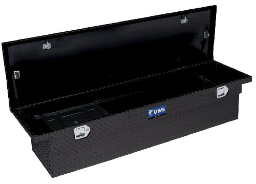 UWS TBSD-69-SL-LP-BLK Black Single Lid Slim Line Aluminum Toolbox with Beveled Insulated Lid Truck Bed Toolboxes UWS TBSD69SLLPBLK
