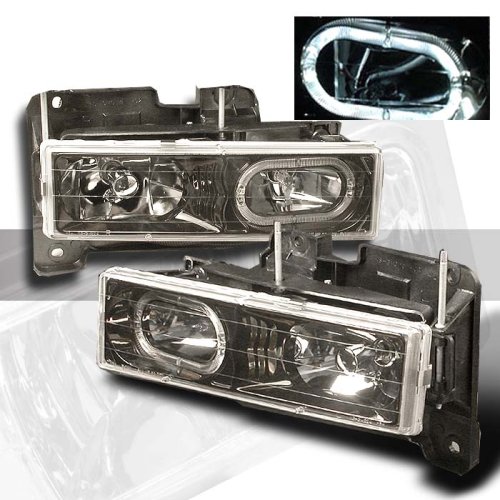 88 89 90 91 92 93 94 95 96 97 98 Chevy C/K 1500/2500/3500 Full Size/Tahoe/Suburban, GMC C10 Pickup/Suburban/Yukon Headlights - Black (pair) Headlight Bulbs Atomic LHC1088HJMKS