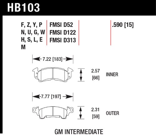 Hawk Performance HB103L.590 Disc Brake Pad Brake Pads Hawk HB103L.590
