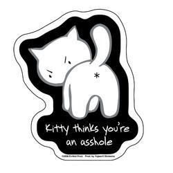 Evilkid - Cute Kitty ASSHOLE Sticker - 3.25 (W) x 4 (H) - Weather Resistant, Long Lasting for Any Surface Bumper Stickers Evilkid AD758
