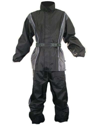 Xelement RN4795 Womens Black/Gray 2-Piece Motorcycle Rainsuit - 2X-Large Rainwear Xelement 90913