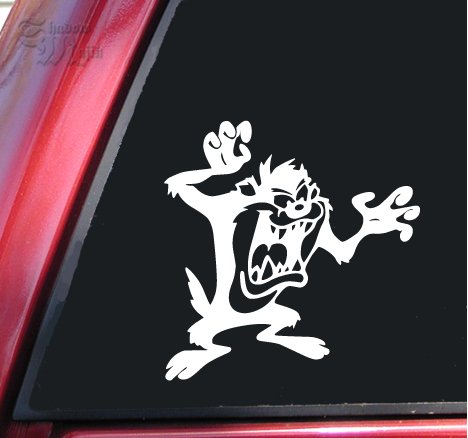 Taz Tasmanian Devil Vinyl Decal Sticker (6 X 5.9, White) Bumper Stickers, Decals & Magnets ShadowMajik smac21220wht6wht