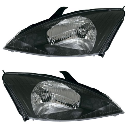 2002-2003-2004 Ford Focus SVT 2-Door Coupe (Without HID Bulbs) Headlight Headlamp Front Head Light Lamp Pair Set Right Passenger And Left Driver Side (02 03 04) Headlight Assemblies Aftermarket Auto Parts FO2502192, FO2503192