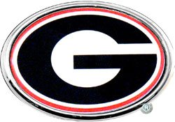 University of Georgia METAL Auto Emblem Adhesive - with colors Auto Accessories CHROME EMBLEMS UGA-G-COLOR