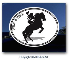 Bumper Stickers, Decals & Magnets AmiArt Horse - Wild & Free - W-308