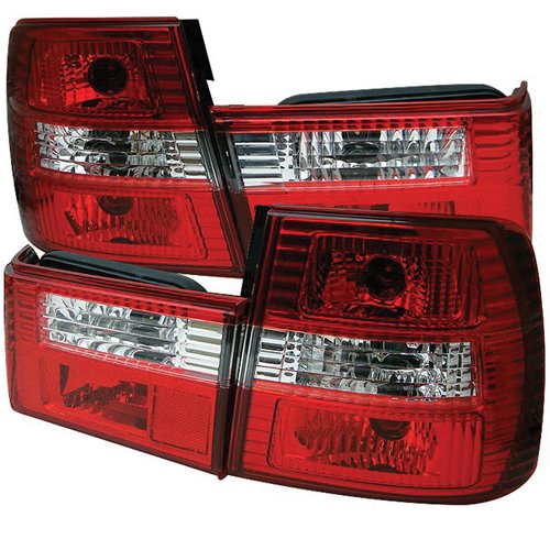 BMW E34 5-Series 525i 530i 535i 540i M5 88 89 90 91 92 93 94 95 Altezza Tail Lights + Hi-Power White LED Backup Lights - Red Clear (Pair) Tail Lights Atomic TLYD-E3488-RC