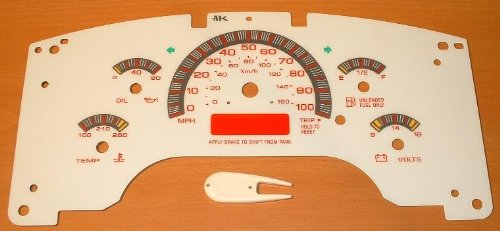 96 97 98 99 00 01 02 03 04 Chevy Astro, GMC Safari Van; 96 97 98 Chevrolet Express, GMC Savana White Face Gauges Glow Through Dash Kit - Red Dash Accents APC 201002RD