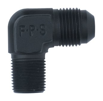 Fragola 90 Degree Aluminum Adapter, -6 AN x 1/2 MPT - Black Adapters & Connectors Fragola Performance Systems 482268BL