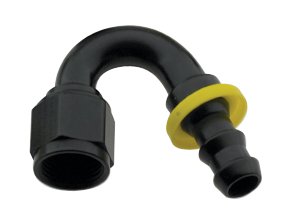 Fragola 8000 Series Push-Lite 150 Degree Hose End, -8 AN - Black Fuel Fragola Performance Systems 215008BL