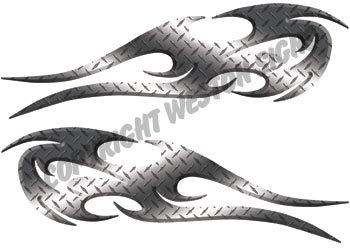Tribal Diamond Plate Flames Decals Weston Signs FL046_DP_XX