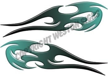 Tribal Teal Flames Decals Weston Signs FL046_TEAL_XXX
