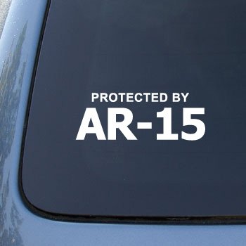 Protected By AR-15 - Car, Truck, Notebook, Vinyl Decal Sticker #2604 | Vinyl Color: White Decals Amazonian Decals