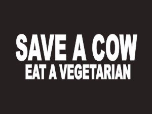 #130 Save A Cow Eat A Vegetarian Bumper Sticker / Vinyl Decal Bumper Stickers Sticker Pirate ND130