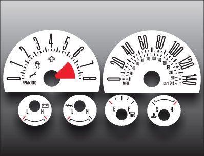 2005-2007 Ford Mustang 140 mph V8 White Face Gauges Dash Accents 0507FM-314