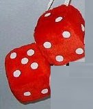 Fuzzy Car Dice - Red with White Spots Interior Accessories Loftus International 26-0041