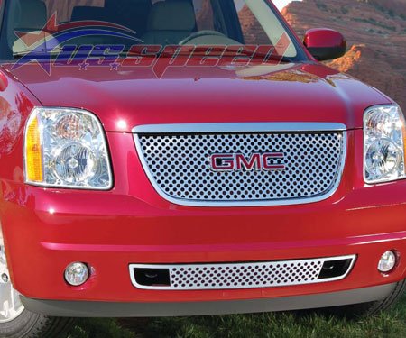 2007-UP GMC Yukon Polished Denali Style Grille 2PC - E&G Grilles E&G Classics EG-1094-0185-07