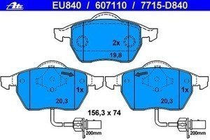 ATE EU840 Original Disc Brake Pad Set Brake Pads ATE EU840