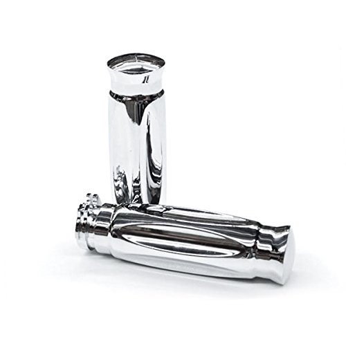 Krator Motorcycle Shotgun Shell Chrome Hand Handlebar Grips Grip Chrome Grips Fits Cruisers Choppers Harley Davidson, Suzuki, Kawasaki, Yamaha, Honda with 1 inch Throttle Grips Bar Ends Bar Ends Krator TRHB116