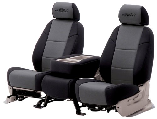 Coverking Custom Fit Front Solid Bench Seat Cover for Select Dodge Ram 1500 Models - Neosupreme 2-Tone (Charcoal with Black Sides) Accessories Coverking CSC2A2DG7057