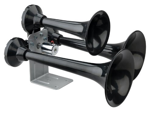 Wolo (Model 849) Manual Siberian Express Black ABS Triple Trumpet Air Horn - Requires An On Board Air System Electrical Wolo 849