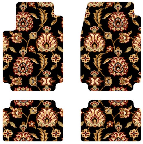 Intro-Tech Oriental Front and Second Row Custom Floor Mats for Select Nissan Pulsar Models - Carpet (Black Herati) Custom Fit Intro-Tech Automotive NS-134-OC-05