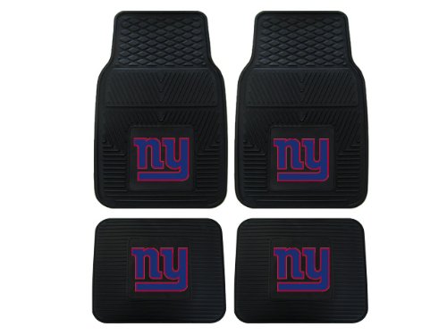 NFL New York Giants Car Floor Mats Heavy Duty 4-Piece Vinyl - Front and Rear Universal Fit Fanmats GIANTS4PC