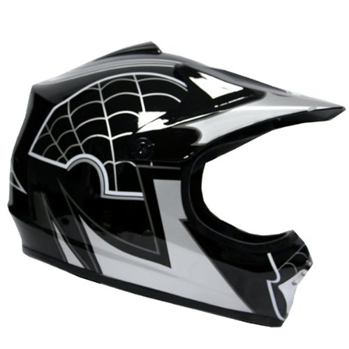 WOW Motocross Youth ATV Dirt Bike Black Spider MX Helmet, M (52-53 CM,20.5/20.9 Inch) Helmets Power Gear HJOY-S-Black-Medium