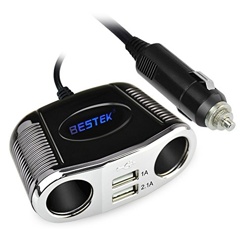 BESTEK 150W 2-Socket Cigarette Lighter Power Adapter DC Outlet Splitter 3.1A Dual USB Car Charger for iPhone X/8/7/6s/6 Plus, iPad, Samsung Galaxy S7/S6/Edge and More Cigarette Lighter & Parts BESTEK MRS152UV