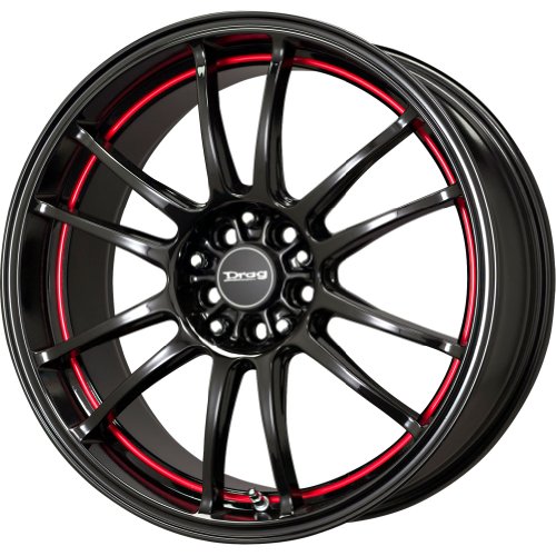 Drag D38 Gloss Black Red Stripe Undercut Wheel (18x8/5x100mm) Car Drag DR38188053573GBR1
