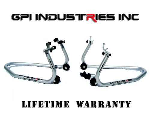 GP Pro Series - Universal Front and Rear Motorcycle Sportbike Paddock Race Stands Lifts For Kawasaki Suzuki Honda Yamaha BMW Ducati Triumph Sport and Sport Touring Bikes Stands GPI Industries Front and Rear Set - 4