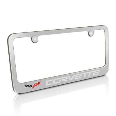 Corvette C6 Custom Painted License Frame, Switch Blade Silver Frames Chevrolet EL-P078617